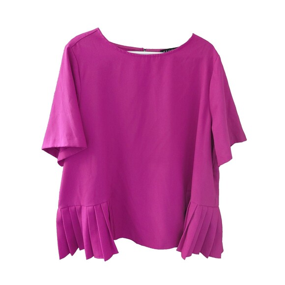 Eloquii Tops - Eloquii Pleated Short Sleeve Blouse Keyhole Neck Plus Size 20 Fushcia Career
